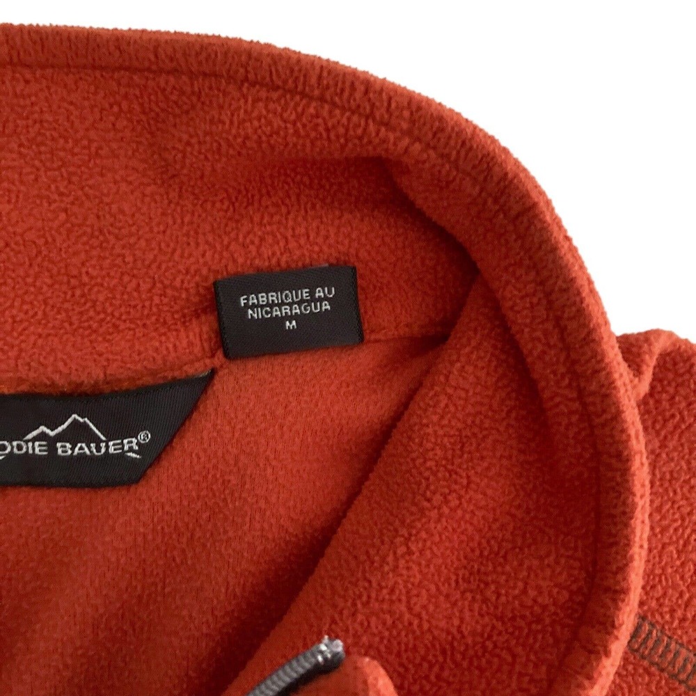 Eddie Bauer Sz Medium Mens 1/4 Zip Fleece Pullover Sweatshirt Orange Long Sleeve - Picture 6 of 12